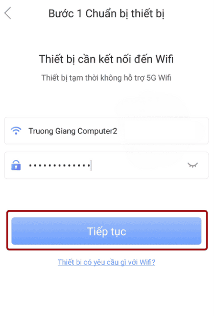 Nhập mật khẩu wifi