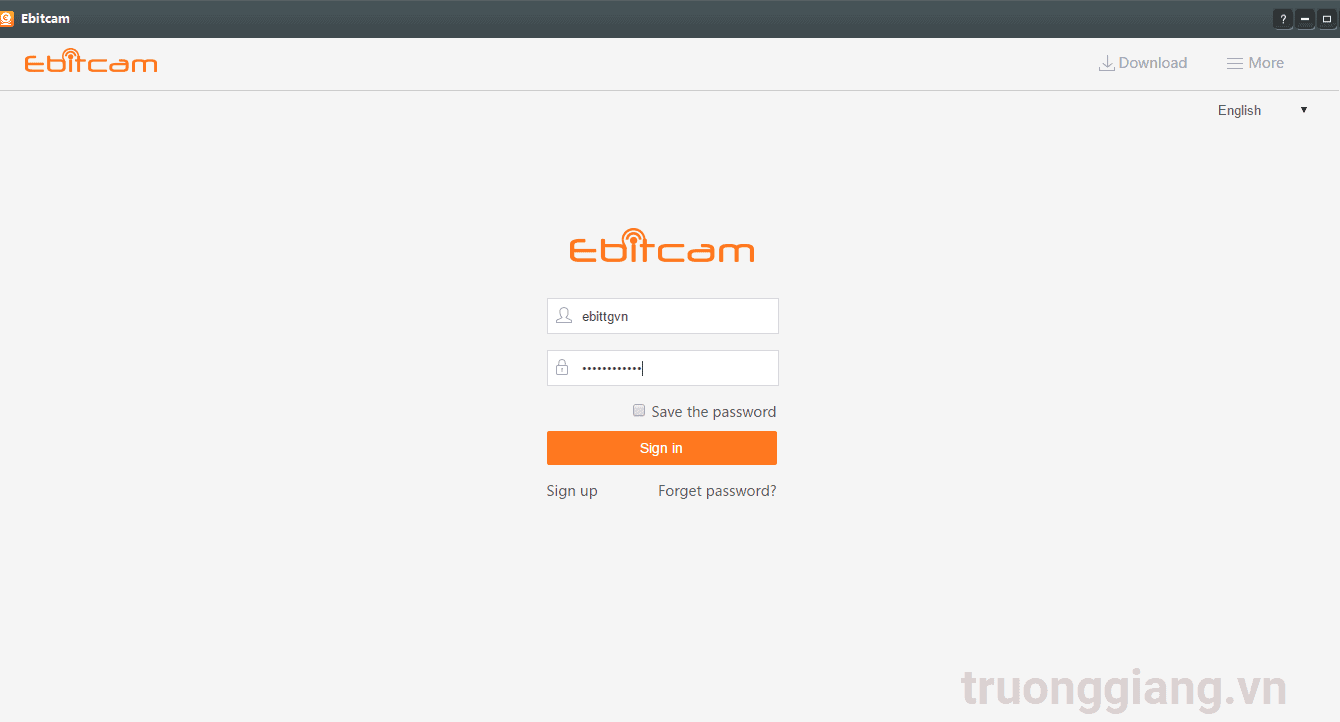 Đăng nhập phần mềm Ebitcam