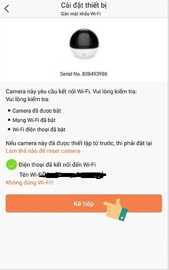 Nhấn Kế tiếp rồi nhập mật khẩu wifi