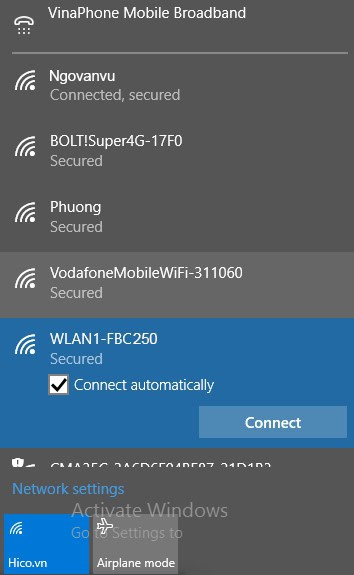 kết nối với bộ phát wifi