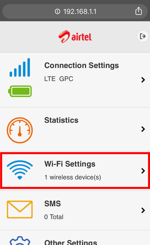 Chọn Wifi Setting