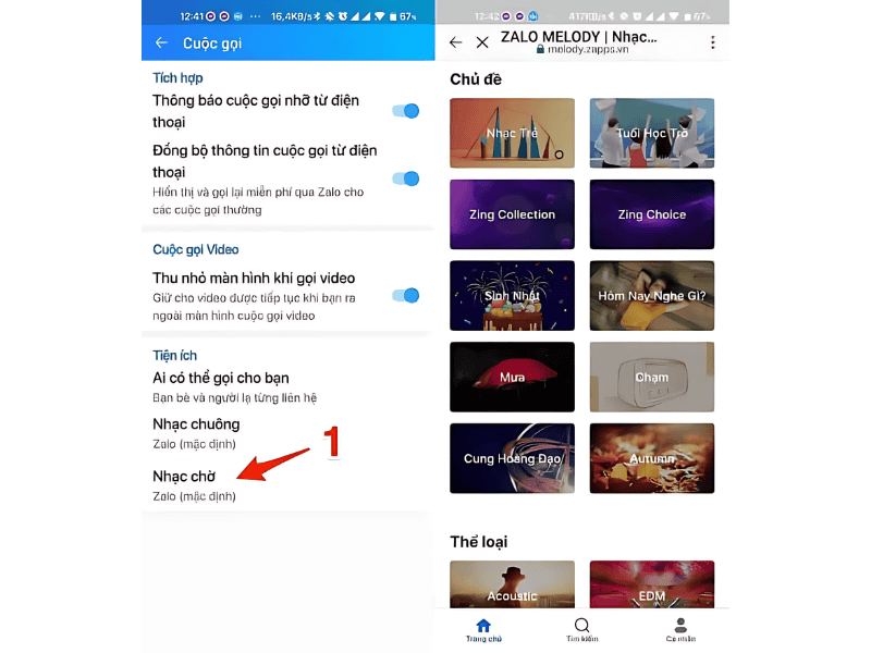 cách cài nhạc chờ zalo trên điện thoại bước 2