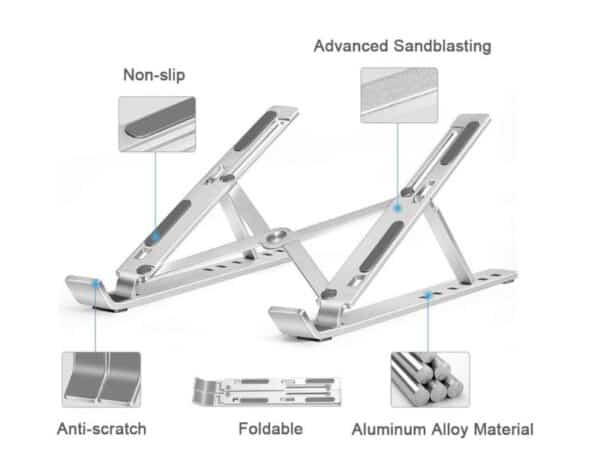 Giá đỡ laptop nhôm gấp gọn tăng giảm độ cao linh hoạt trắng