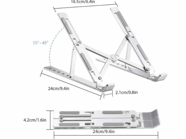 Giá đỡ laptop nhôm gấp gọn tăng giảm độ cao linh hoạt trắng