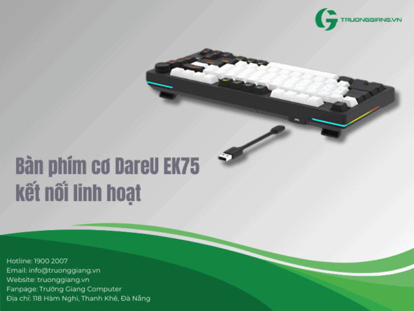 DareU EK75 kết nối linh hoạt qua USB Type tháo rời