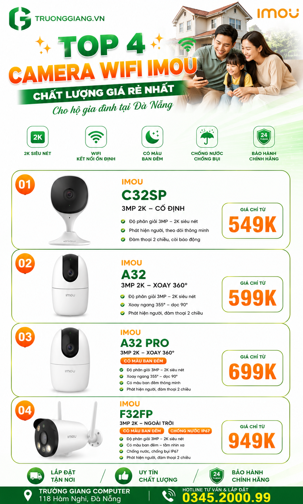 Top 4 camera wifi imou nên lắp đặt tại Đà Nẵng