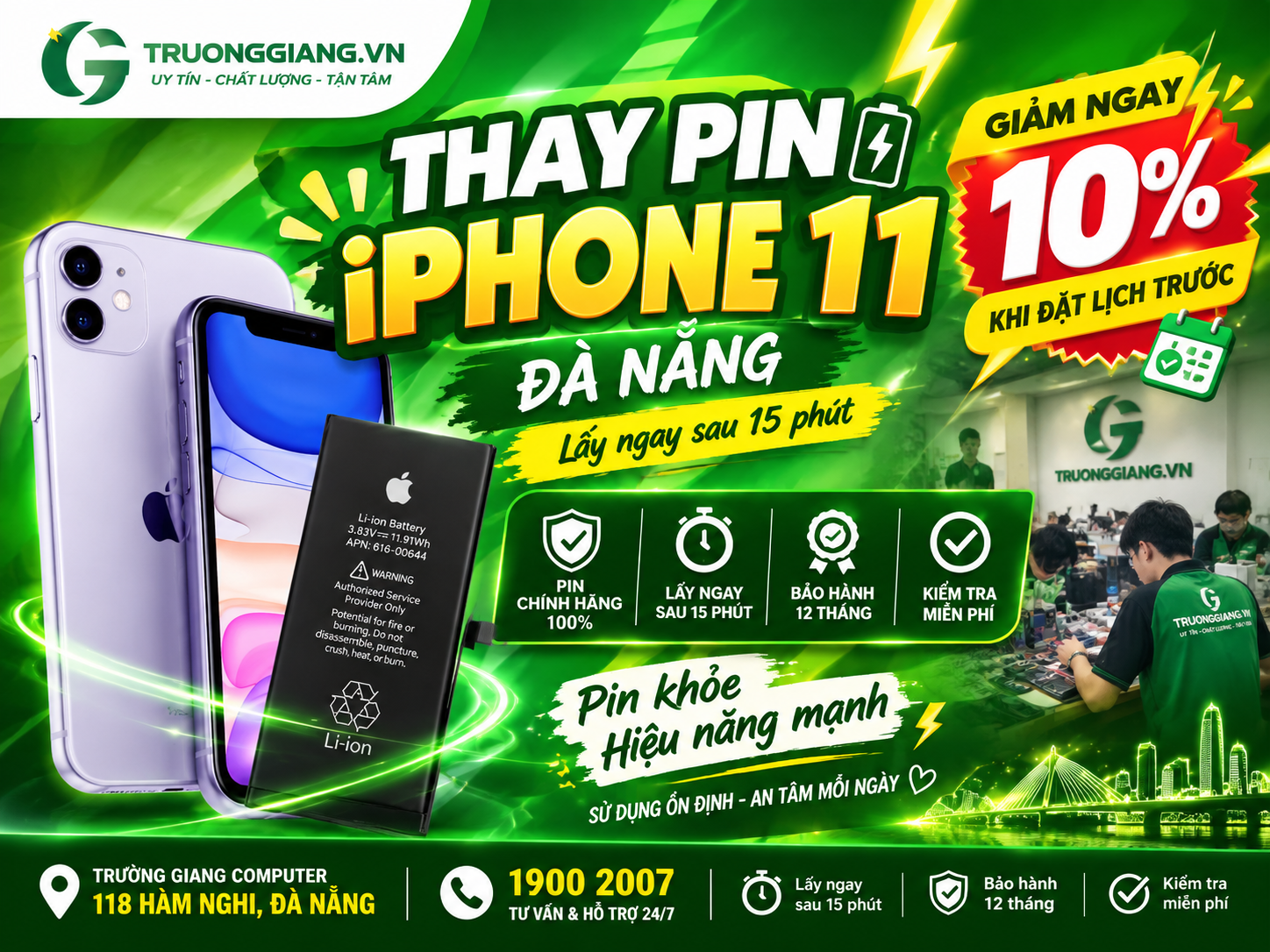 Thay pin iphone 11 Đà Nẵng 