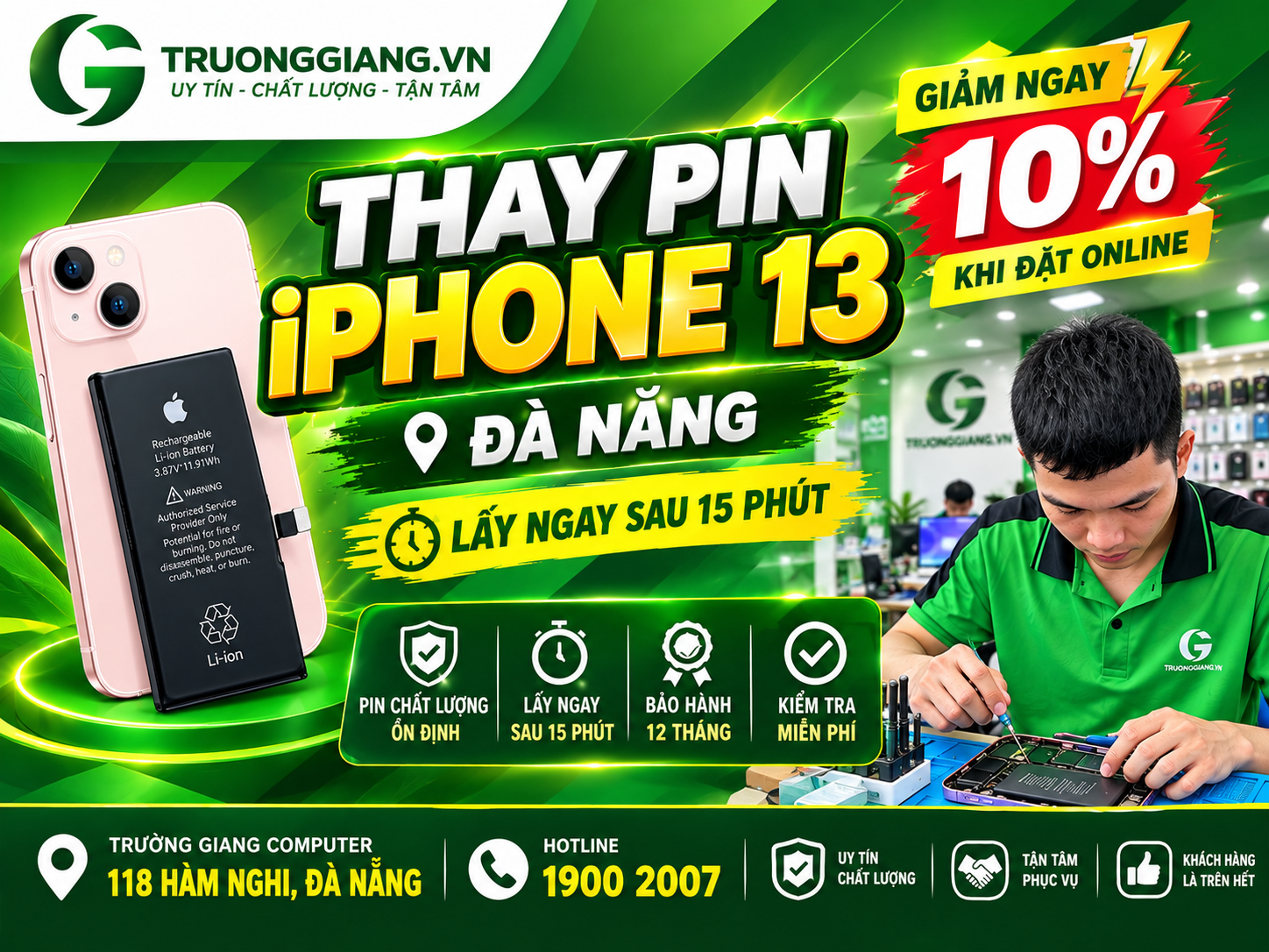 Thay pin iphone 13 đà nẵng