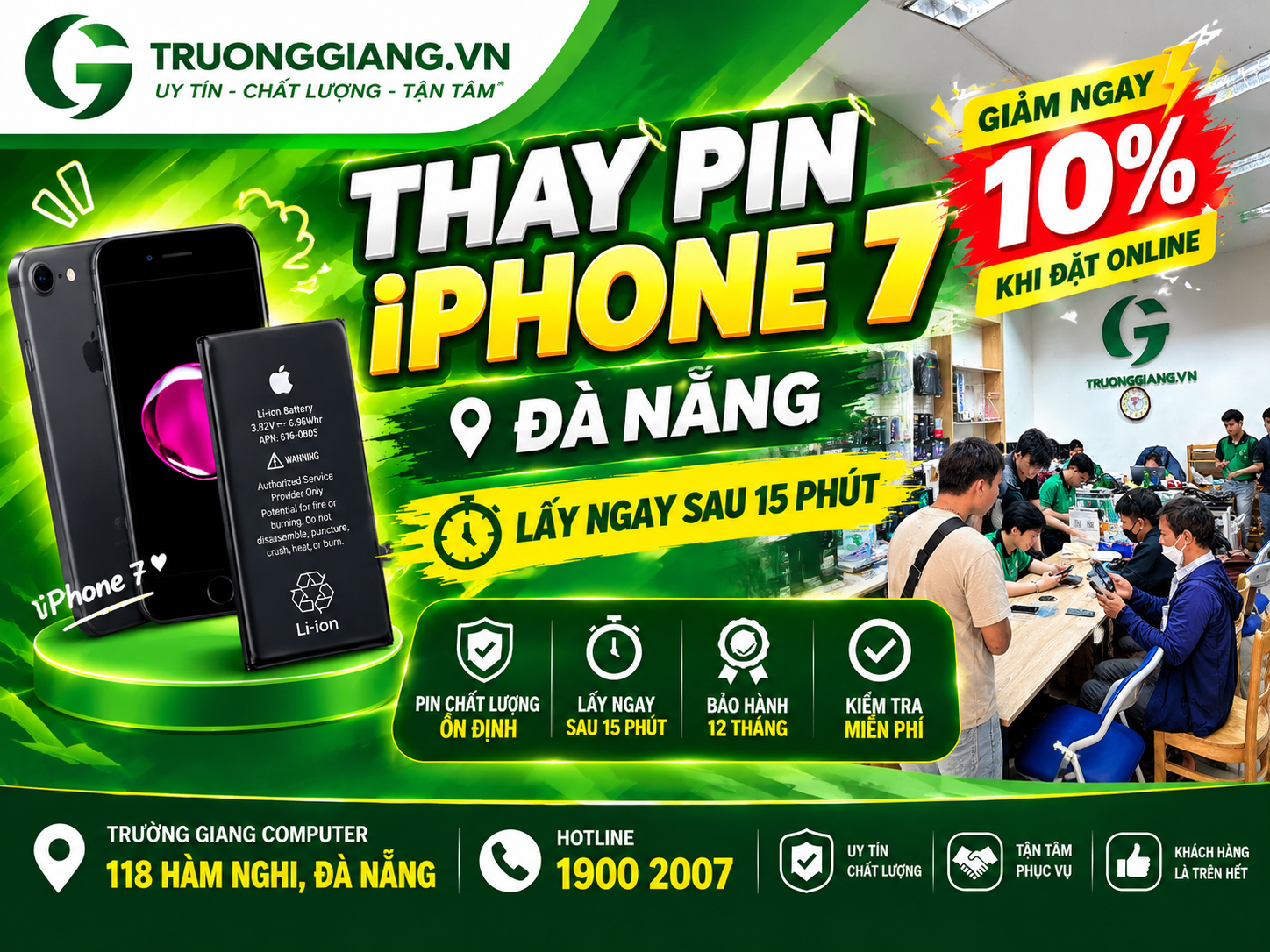 Thay pin iphone 7 Đà Nẵng