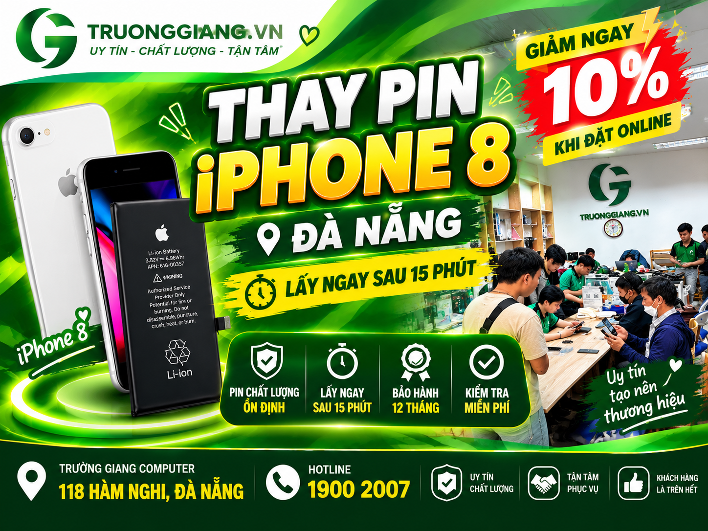Thay pin iphone 8 Đà nẵng