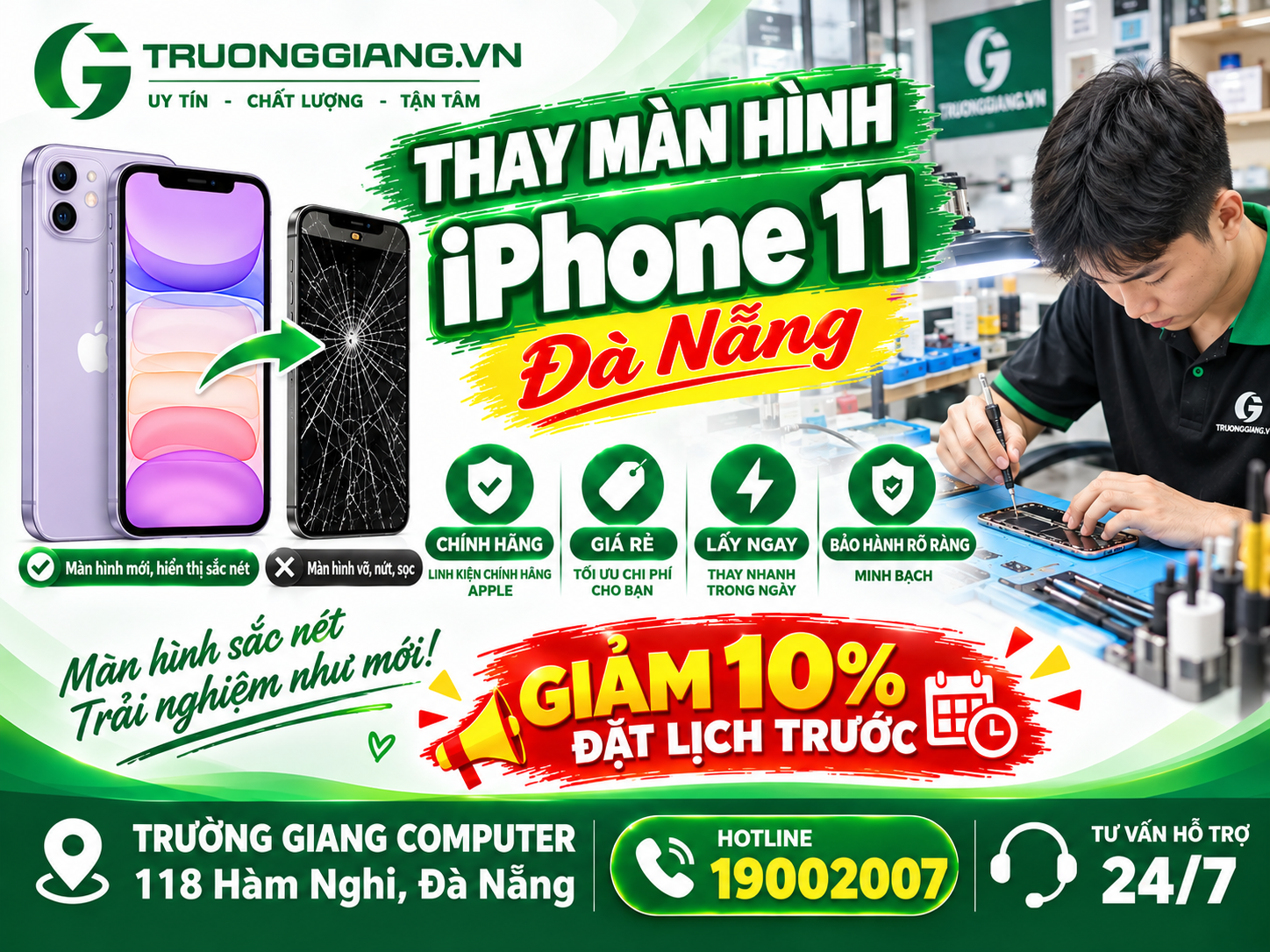 Thay màn hình iphone 11 