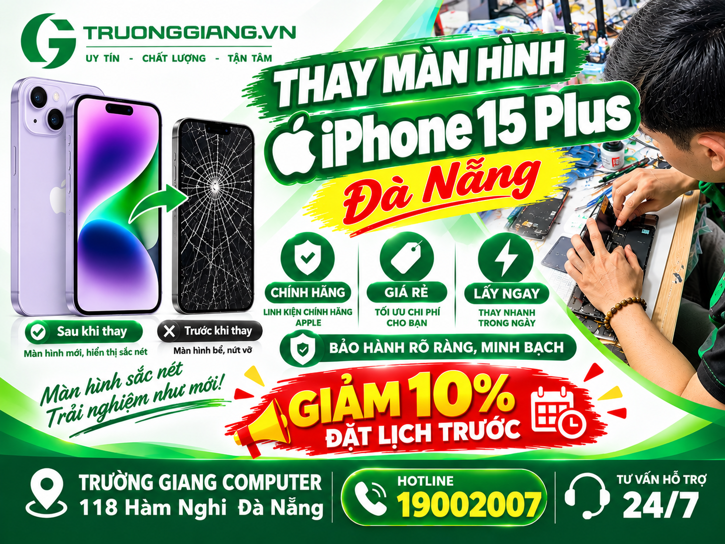 Thay màn hình Iphone 15 Plus