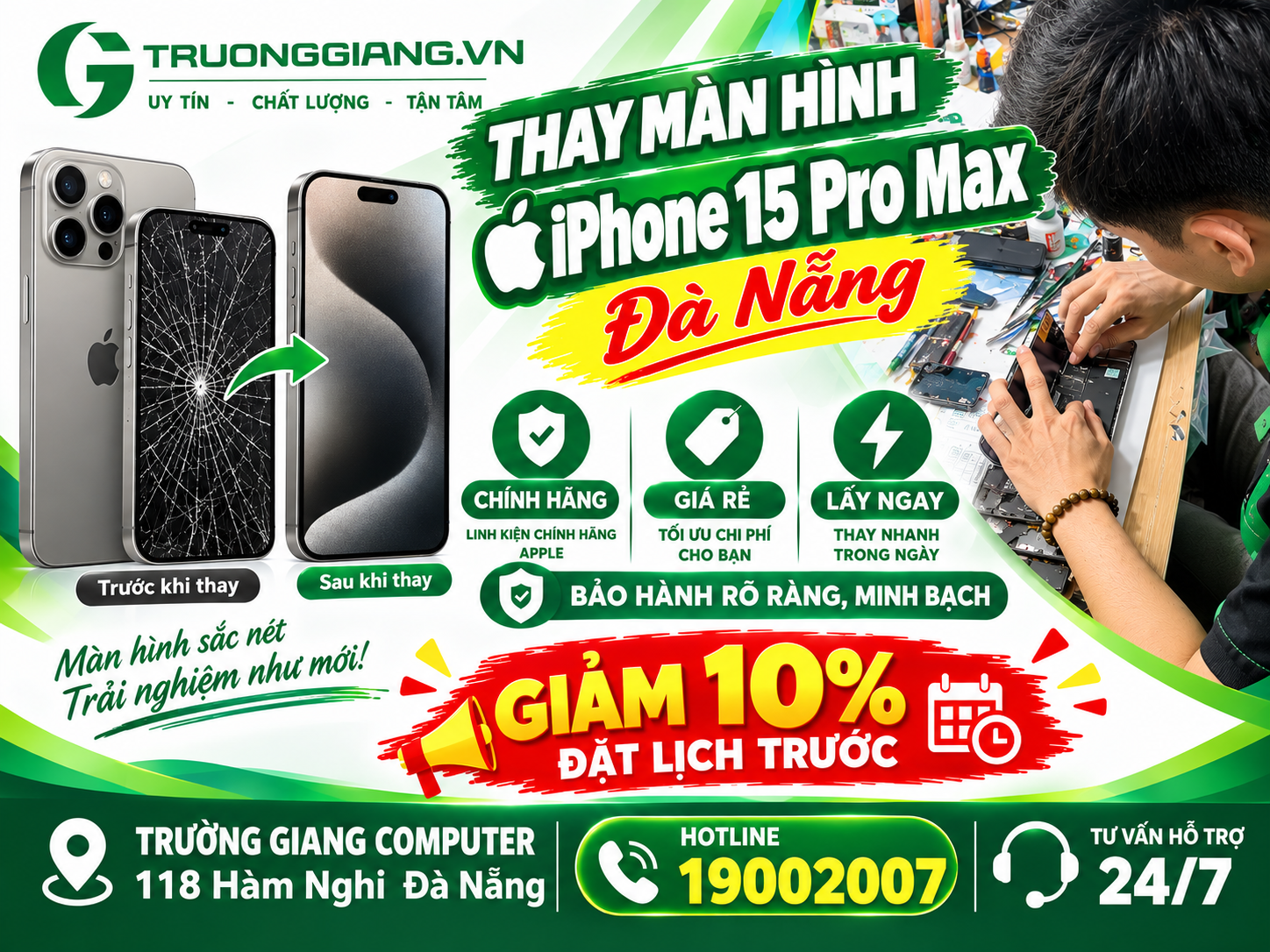 Thay màn hình Iphone 15 Pro max