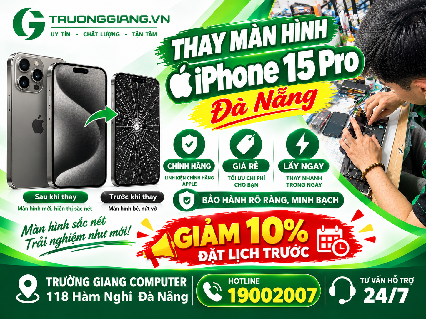 Thay man hình Iphone 15 Pro