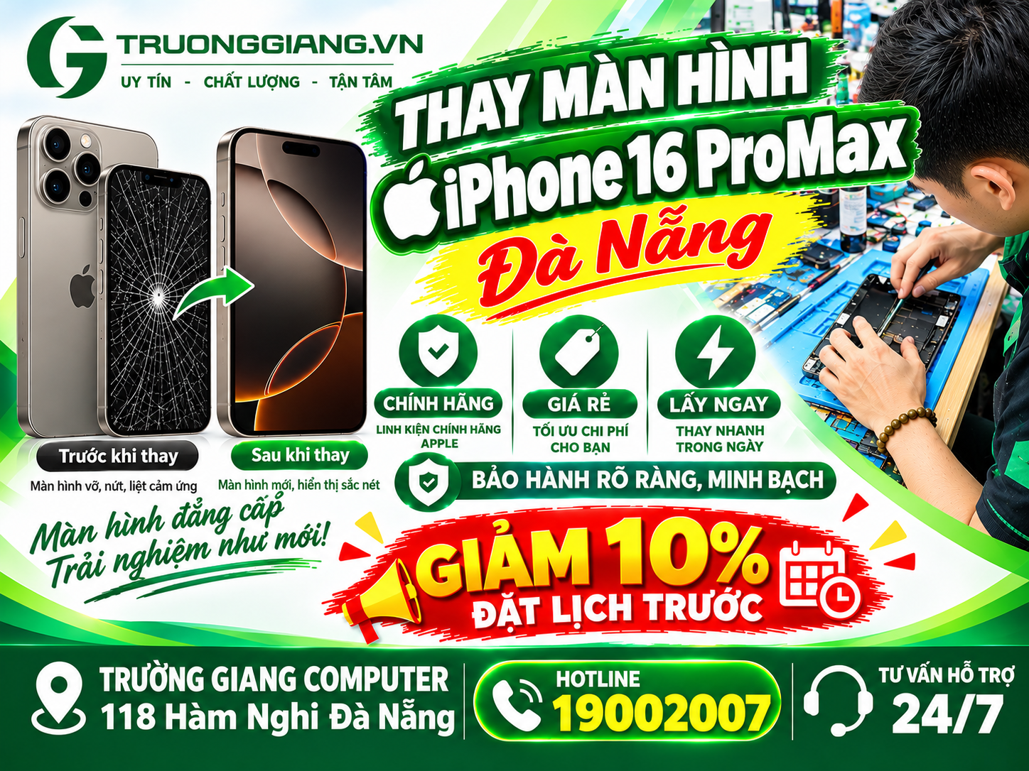 Thay màn hình Iphone 16 Pro max