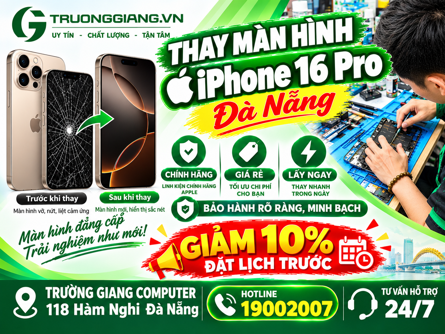 Thay màn hình Iphone 16 Pro