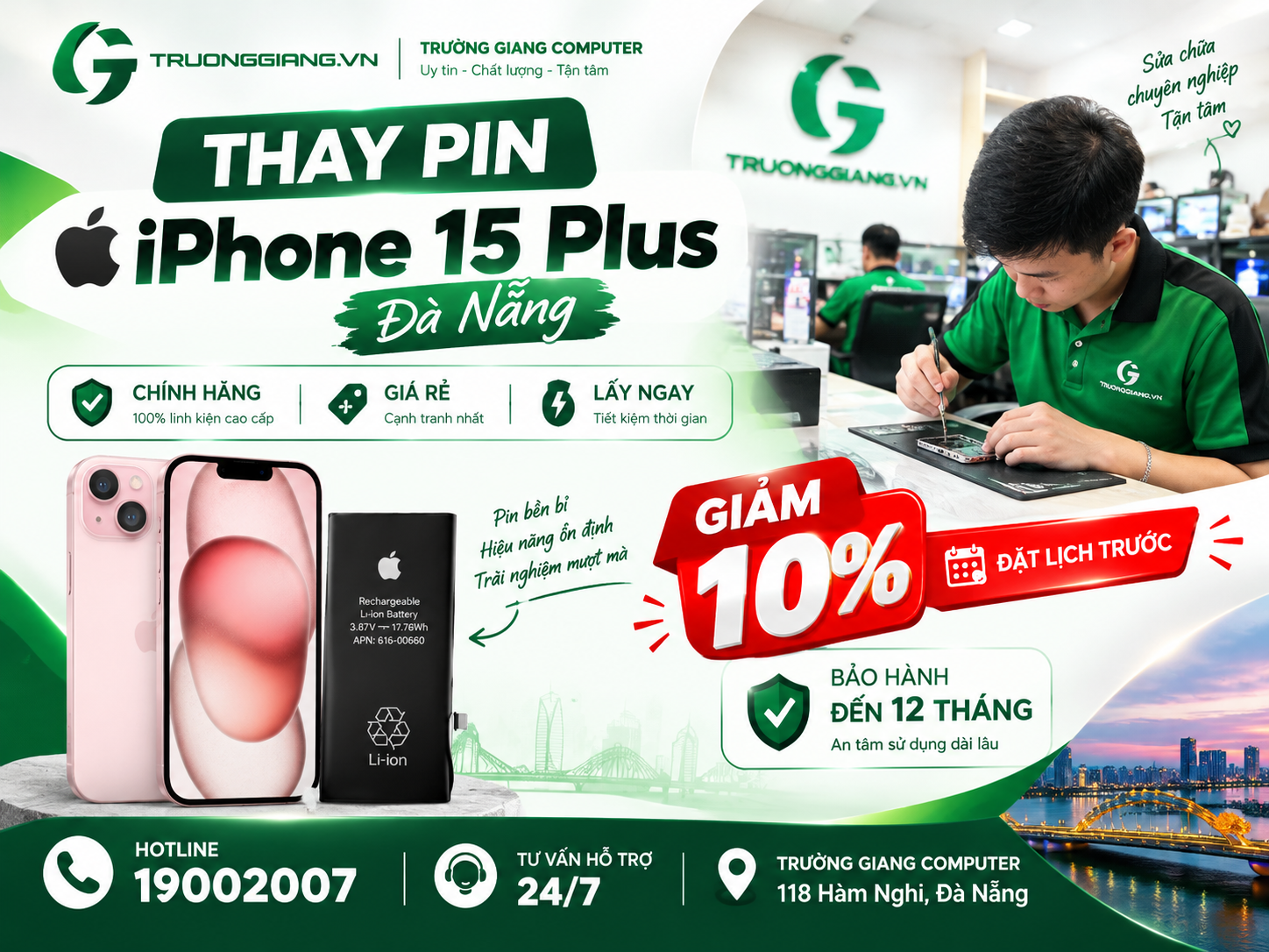 Thay pin Iphone 15 plus