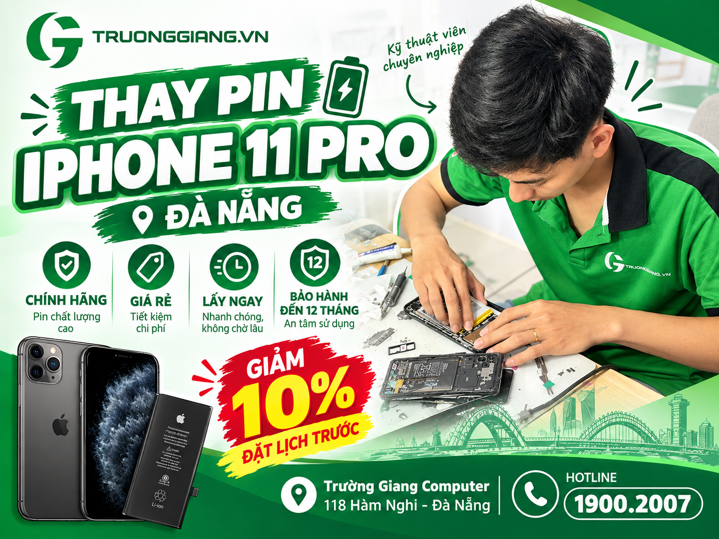 Thay pin iphone 11 pro Đà Nẵng