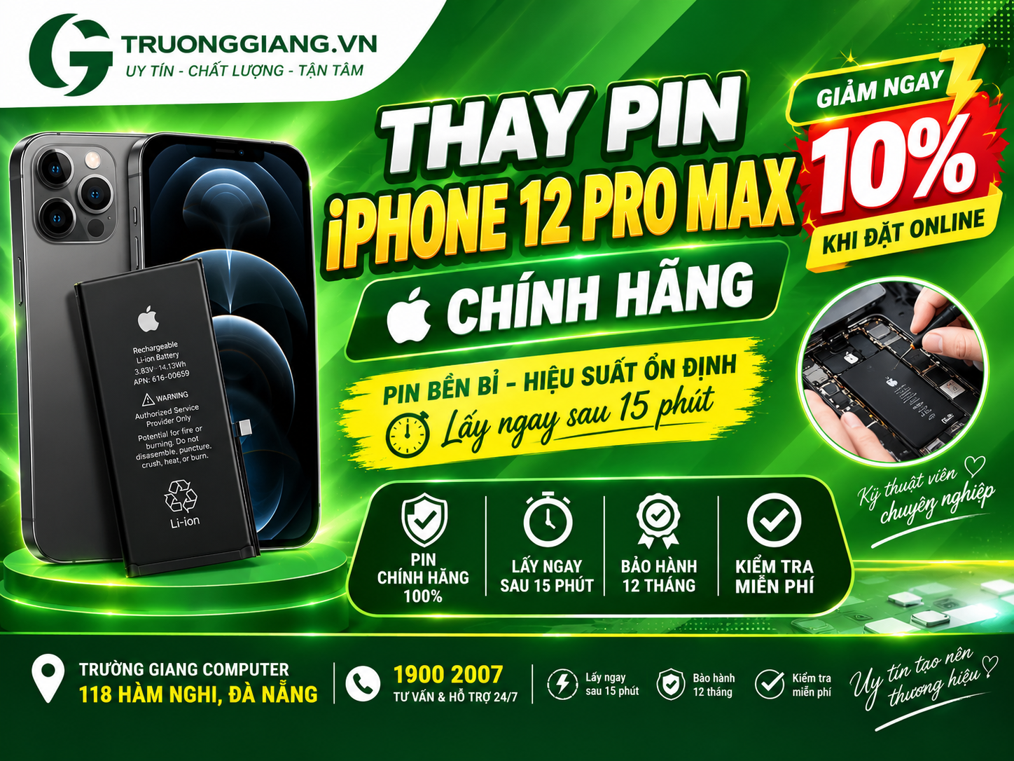 thay pin iphone 12 pro max đà nẵng
