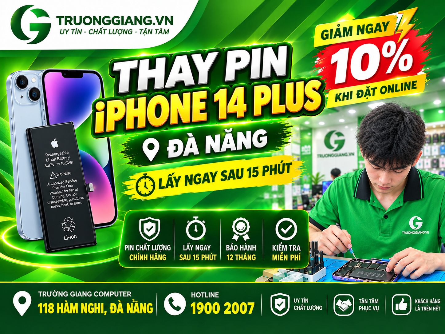 Thay pin Iphone 14 Plus