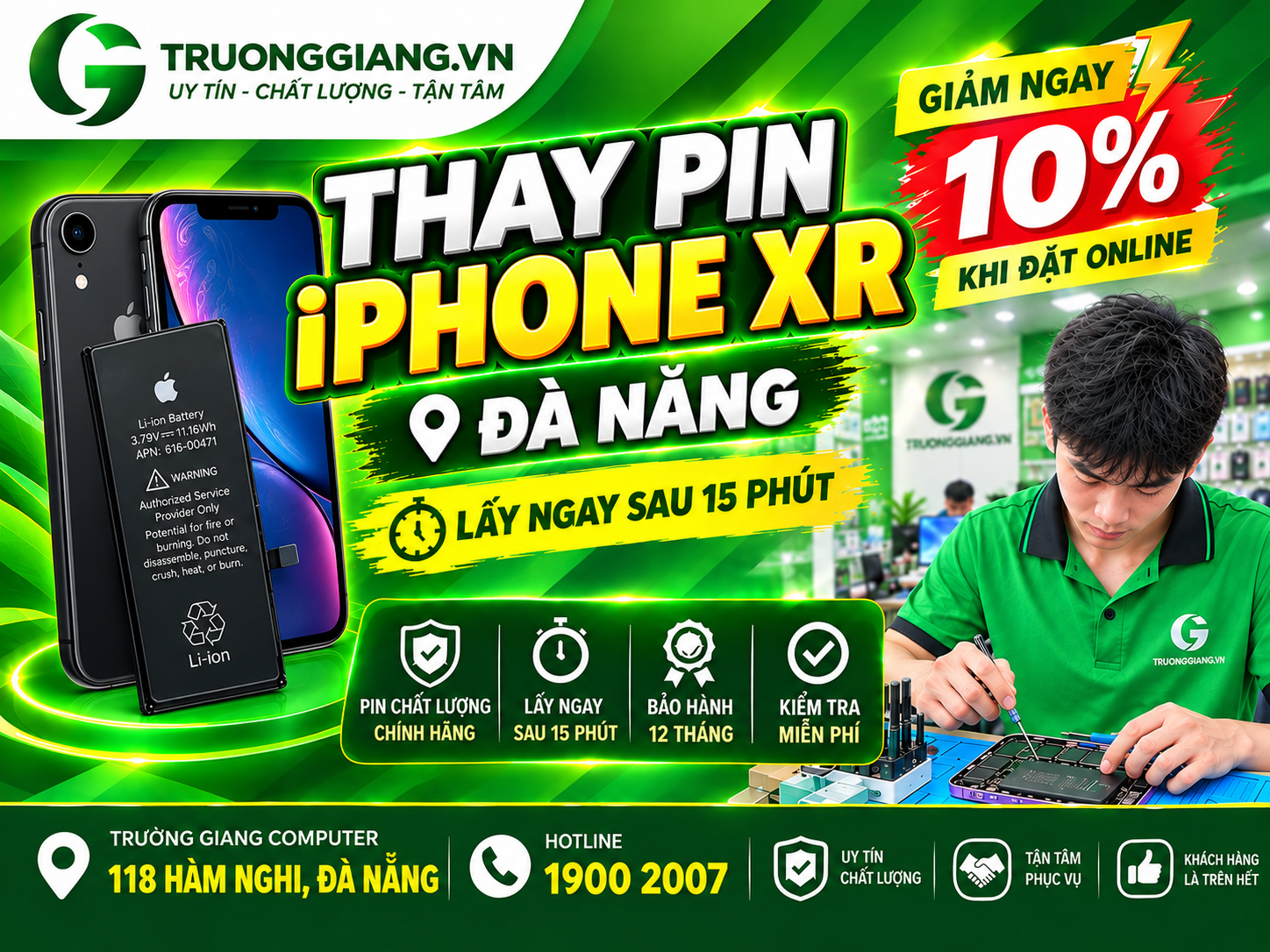 Thay pin iphone XR dung lượng Chuẩn/Cao