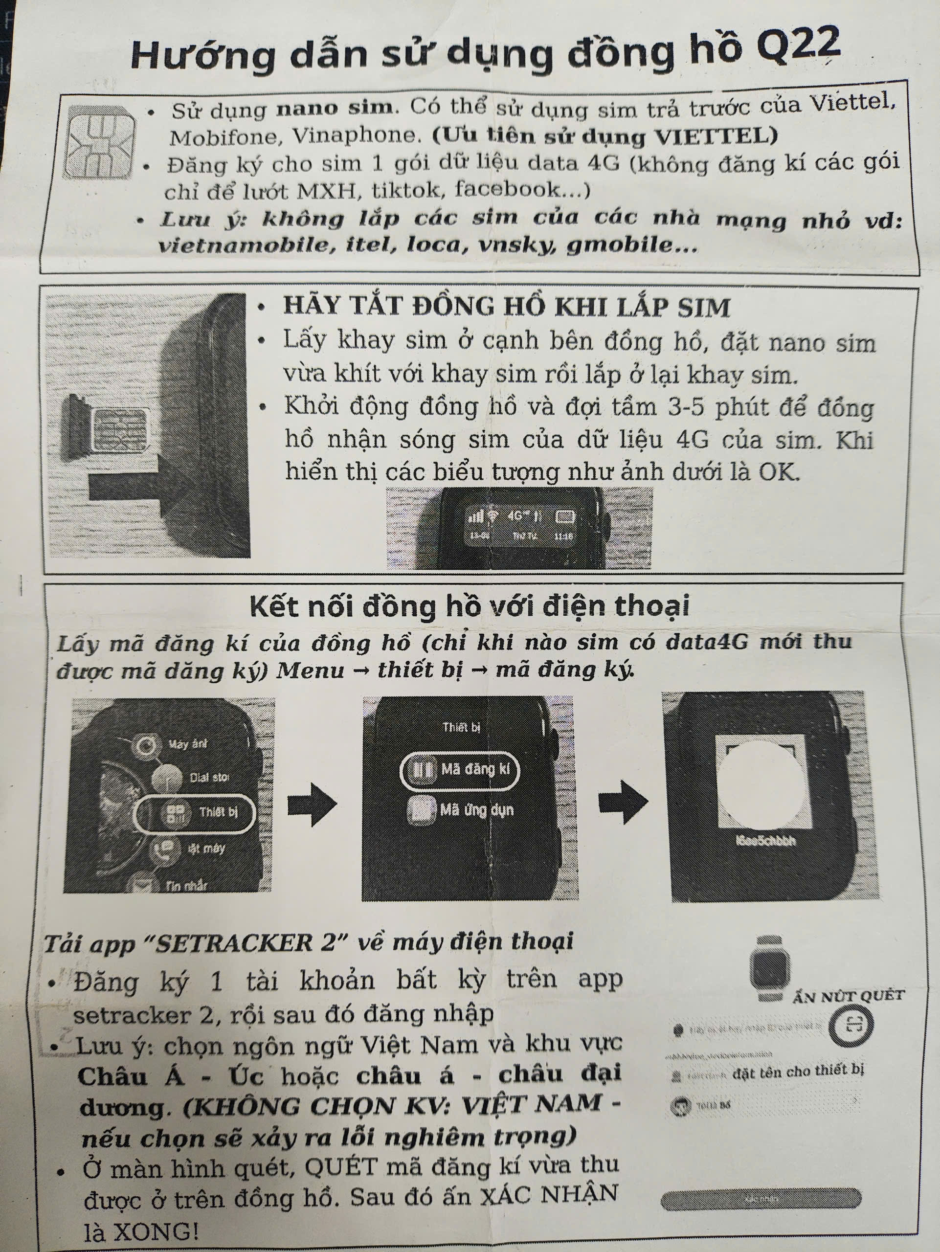 Hướng dẫn sử dụng đồng hồ lắp sim q22