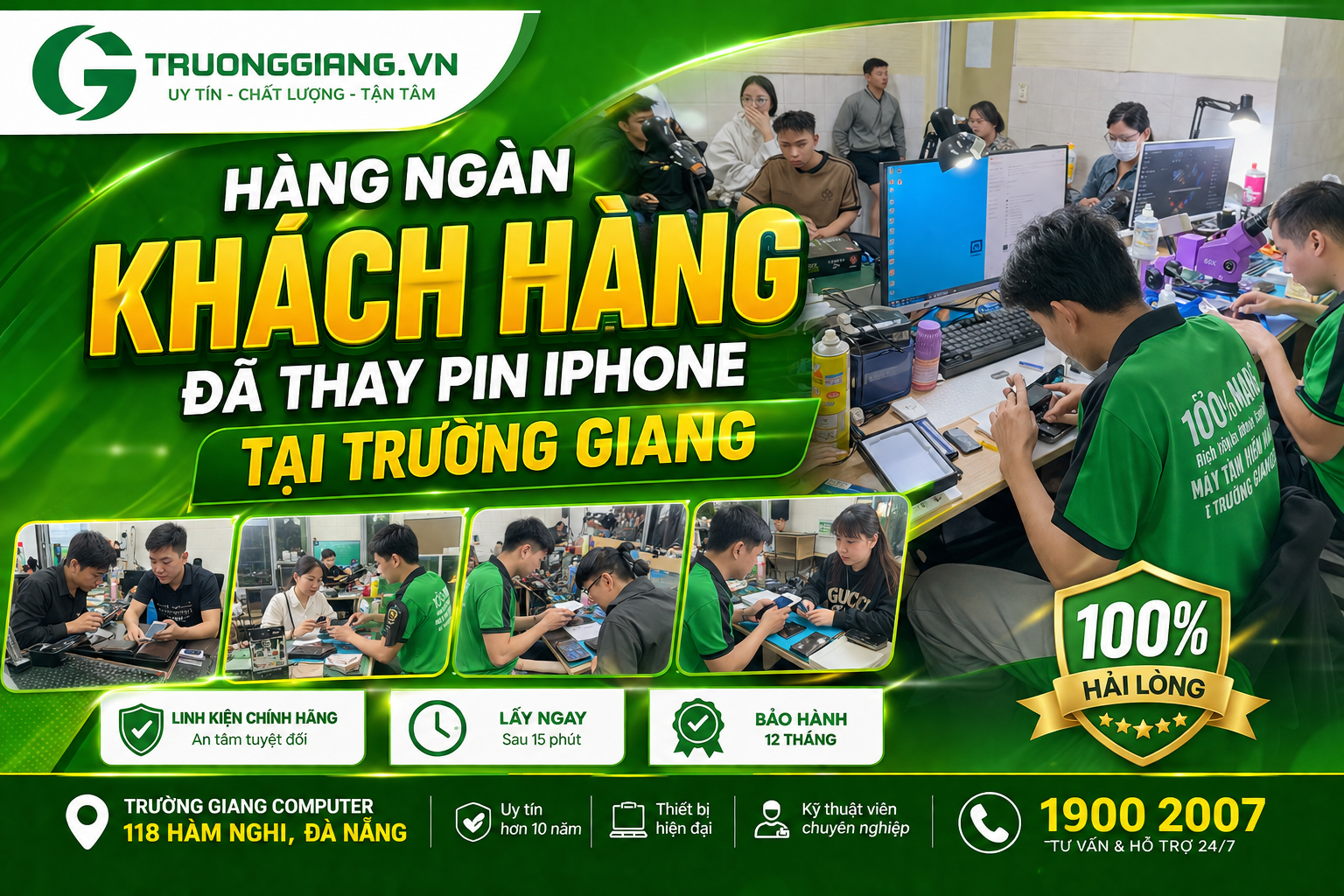 Hàng ngàn khách hàng thay pin iphone Đà Nẵng tại Trường Giang