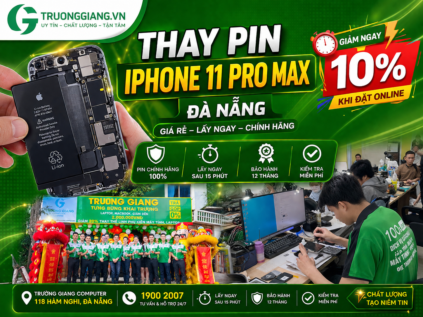 Thay pin iphone 11 pro max Đà Nẵng