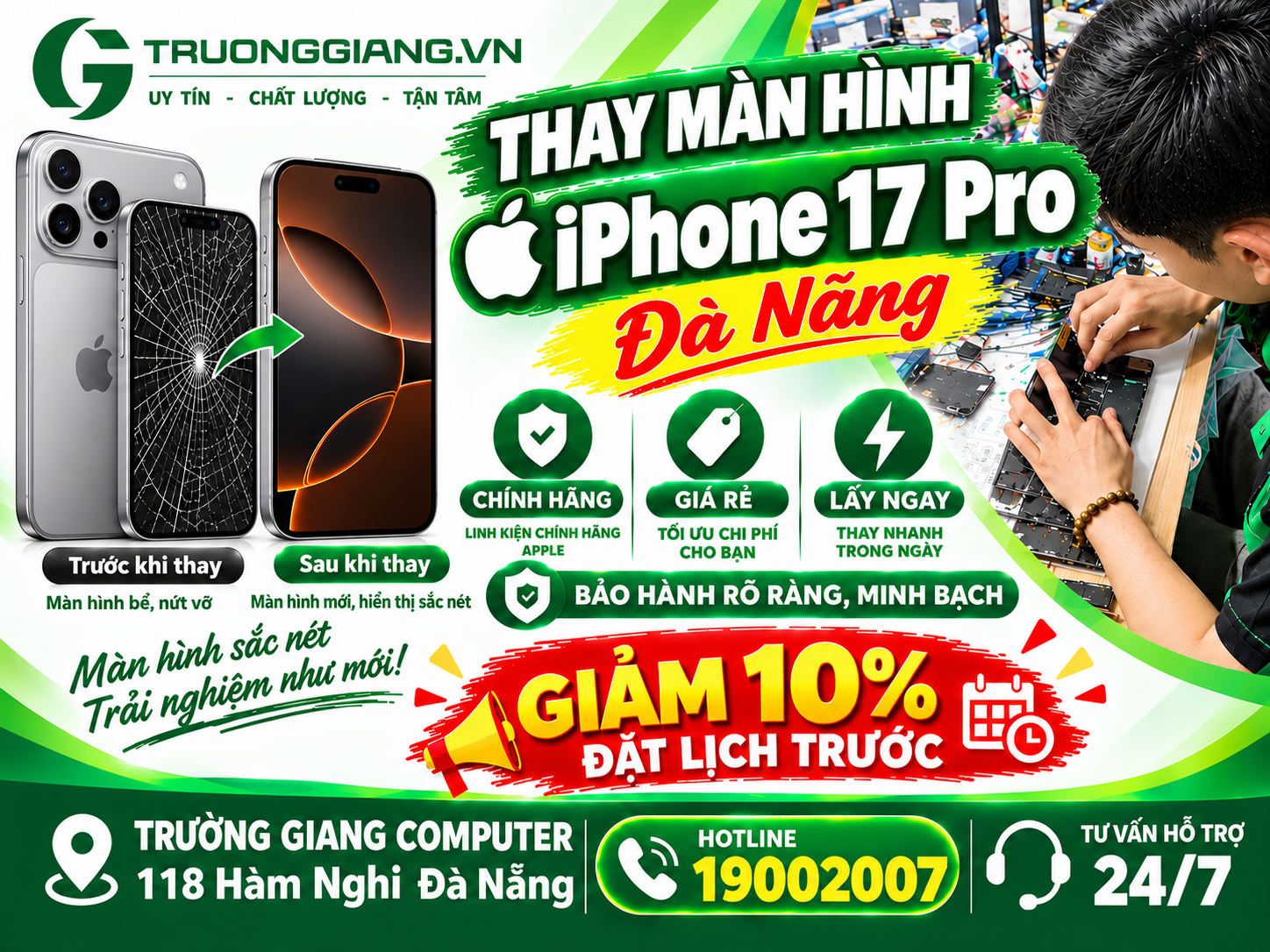 Thay màn hình iphone 17 giá rẻ Đà Nẵng